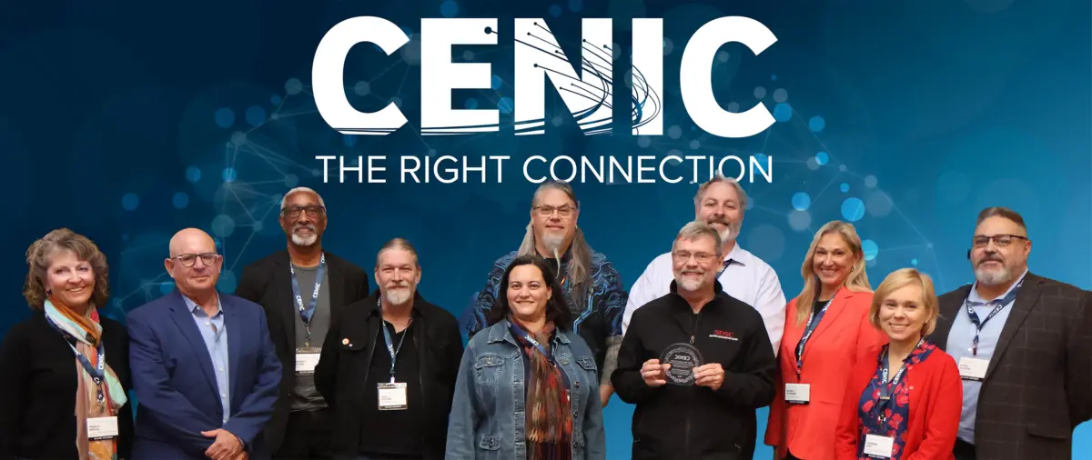 San Diego Supercomputer Director Frank Wuerthwein (holding award) at CENIC's 2026 biennial conference, The Right Connection.